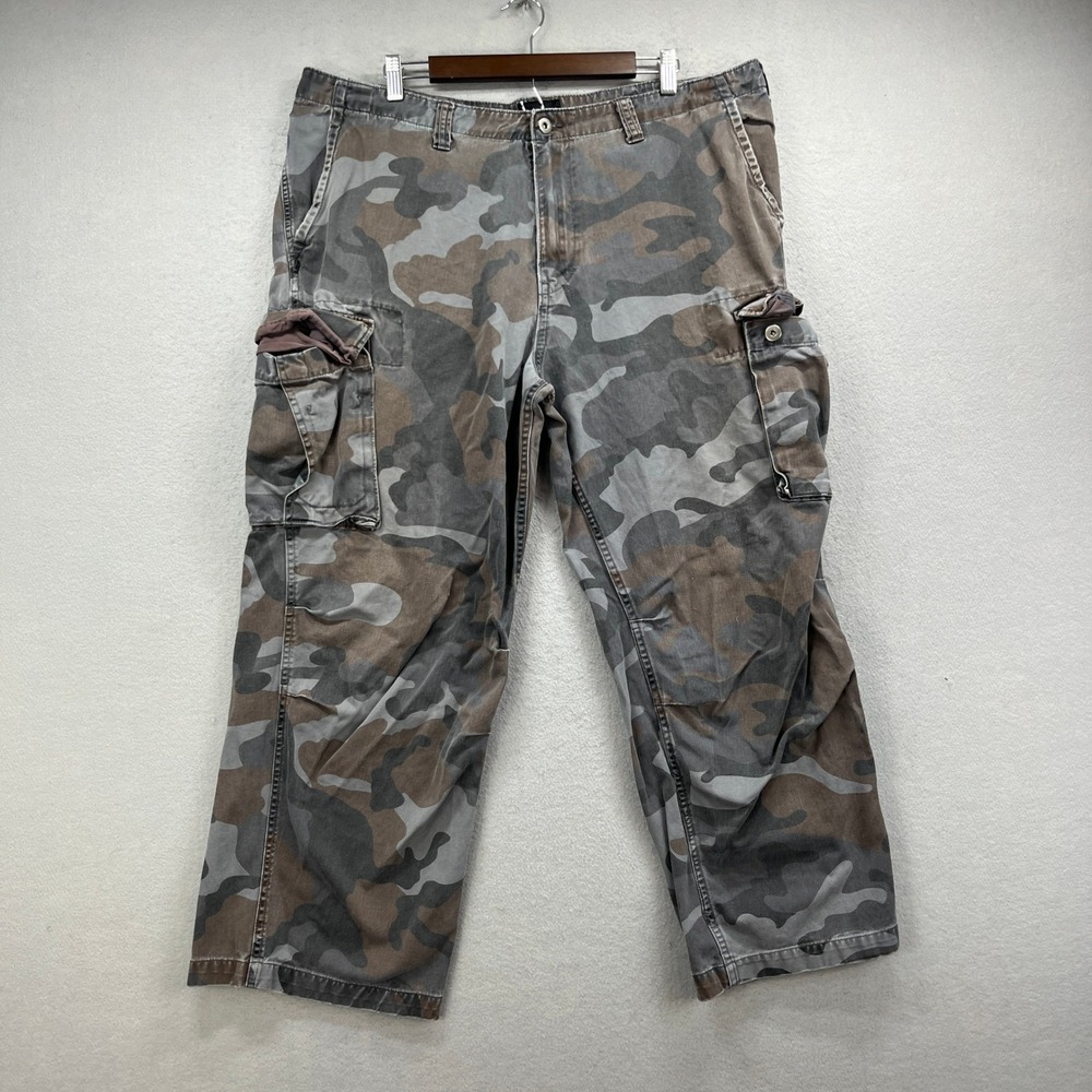 Vintage No Boundaries Cargo Pants Men 40x27* Black Brown Camo Loose Baggy Y2K